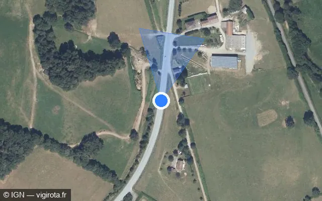 Vue satellite de l'emplacement du radar fixe à Saint-Quentin-la-Chabanne sur Route de Tulle / D 982