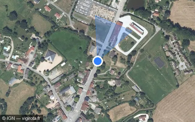 Vue satellite de l'emplacement du radar fixe à Budelière sur Rue Raymond Aucouturier / D 993
