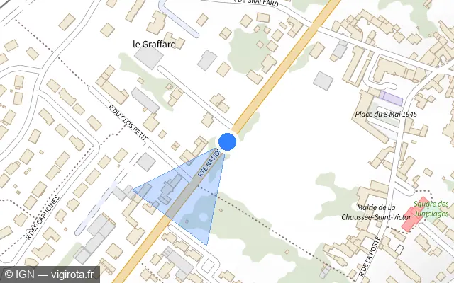 Vue plan de l'emplacement du radar fixe à La Chaussée-Saint-Victor sur Route Nationale / D 2152