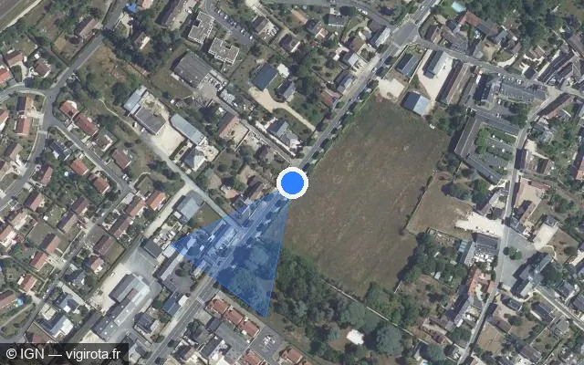Vue satellite de l'emplacement du radar fixe à La Chaussée-Saint-Victor sur Route Nationale / D 2152