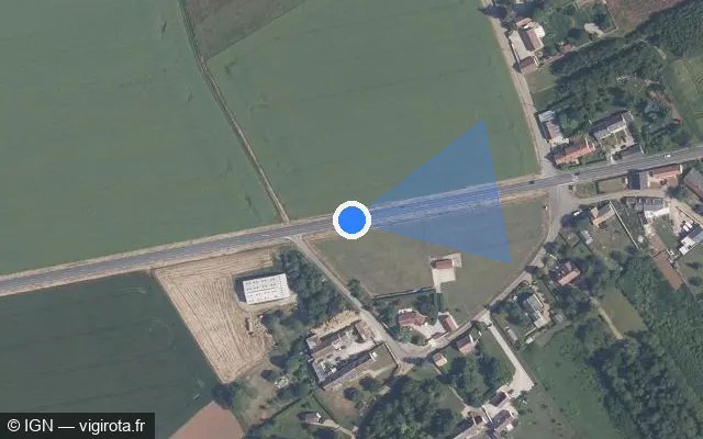 Vue satellite de l'emplacement du radar fixe à Binas sur Rue de la Baudonnerie / D 357