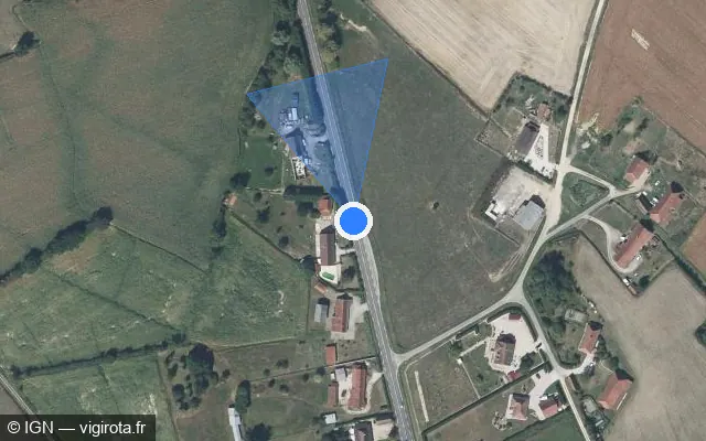 Vue satellite de l'emplacement du radar fixe à Juif sur D 678