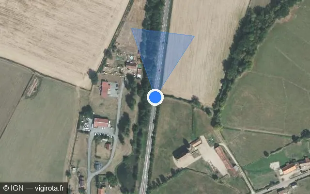 Vue satellite de l'emplacement du radar fixe à Rigny-sur-Arroux sur Route de Gueugnon / D 994