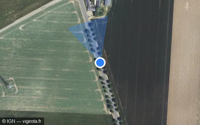 Vue satellite de l'emplacement du radar fixe à Santilly sur D 954
