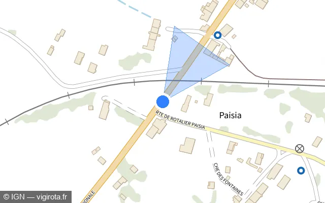 Vue plan de l'emplacement du radar fixe à Val-Sonnette sur Route Nationale / D 1083