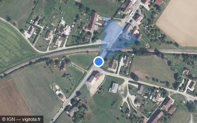 Vue satellite de l'emplacement du radar fixe à Val-Sonnette sur Route Nationale / D 1083
