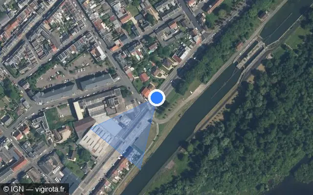 Vue satellite de l'emplacement du radar fixe à Saint-Quentin sur Avenue du Général de Gaulle / D 675