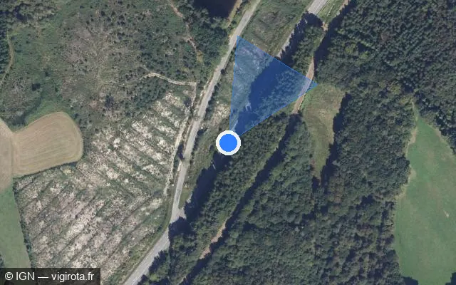 Vue satellite de l'emplacement du radar fixe à Rosiers-d'Égletons sur Route Départementale 1089 / D 1089