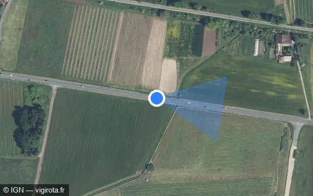 Vue satellite de l'emplacement du radar fixe à Saint-Antoine-de-Breuilh sur Avenguda Del Peirigord / D 936