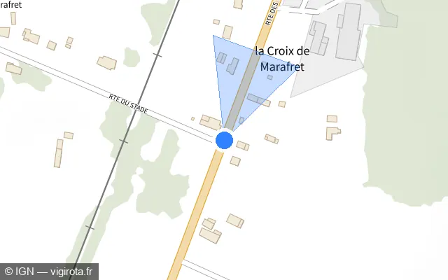 Vue plan de l'emplacement du radar fixe à Chalais sur Route des Tuileries / N 21