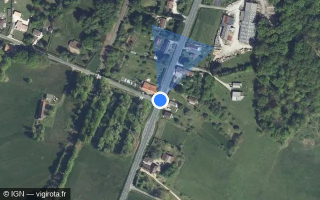 Vue satellite de l'emplacement du radar fixe à Chalais sur Route des Tuileries / N 21