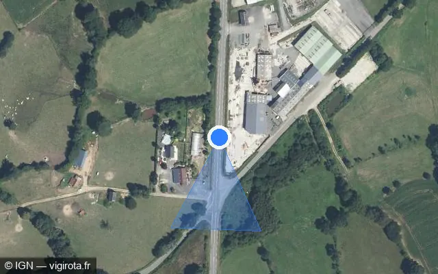 Vue satellite de l'emplacement du radar fixe à Saint-André-de-Messei sur D 18