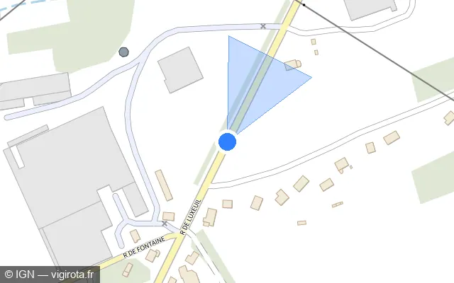 Vue plan de l'emplacement du radar fixe à Fougerolles-Saint-Valbert sur Rue de Luxeuil / D 57d