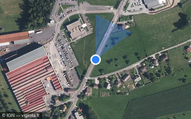 Vue satellite de l'emplacement du radar fixe à Fougerolles-Saint-Valbert sur Rue de Luxeuil / D 57d
