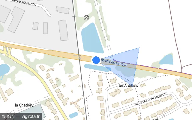 Vue plan de l'emplacement du radar fixe à Machecoul-Saint-Même sur D 13