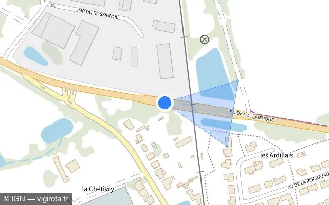 Vue plan de l'emplacement du radar fixe à Machecoul-Saint-Même sur D 13