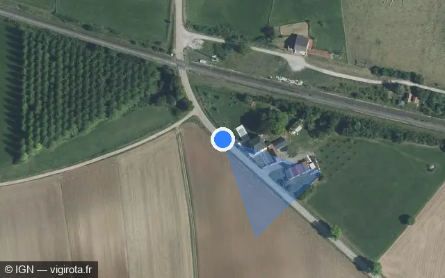 Vue satellite de l'emplacement du radar fixe à Brulange sur D 999