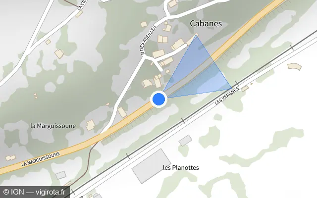Vue plan de l'emplacement du radar fixe à Polminhac sur N 122
