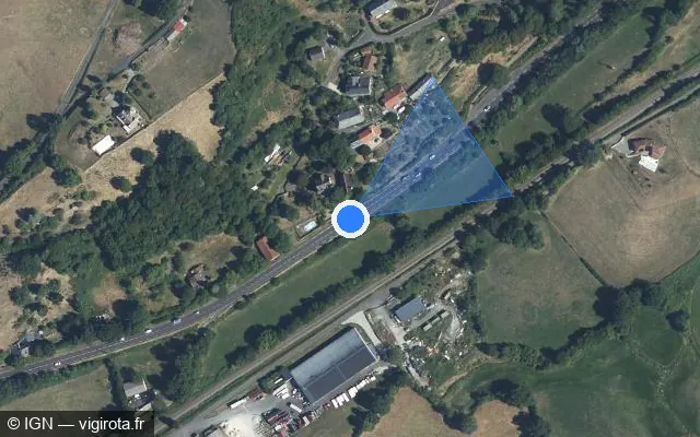 Vue satellite de l'emplacement du radar fixe à Polminhac sur N 122