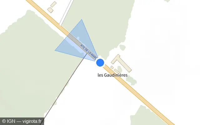 Vue plan de l'emplacement du radar fixe à Villiers-au-Bouin sur Route de la Marquisière / D 959