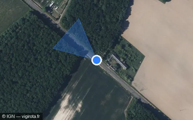Vue satellite de l'emplacement du radar fixe à Villiers-au-Bouin sur Route de la Marquisière / D 959
