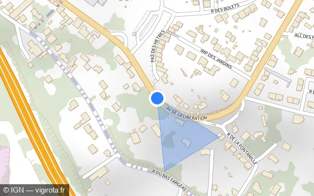 Vue plan de l'emplacement du radar fixe à Panazol sur Avenue de la Libération / D 941