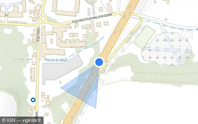 Vue plan de l'emplacement du radar fixe à Louvres sur D 317