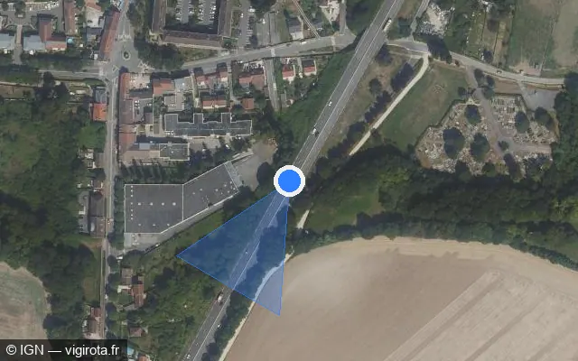 Vue satellite de l'emplacement du radar fixe à Louvres sur D 317