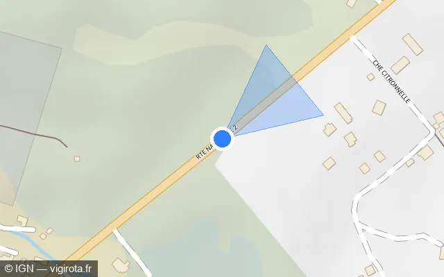 Vue plan de l'emplacement du radar fixe à Matoury sur Route de l'Est / N 2