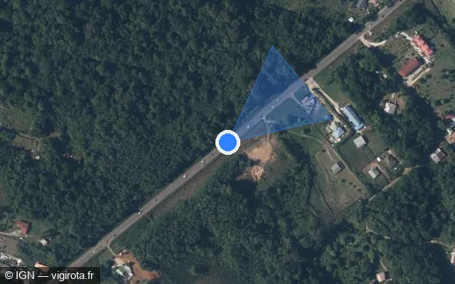 Vue satellite de l'emplacement du radar fixe à Matoury sur Route de l'Est / N 2