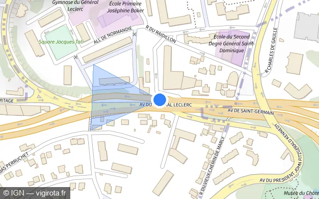 Vue plan de l'emplacement du radar fixe à Le Pecq sur N 13
