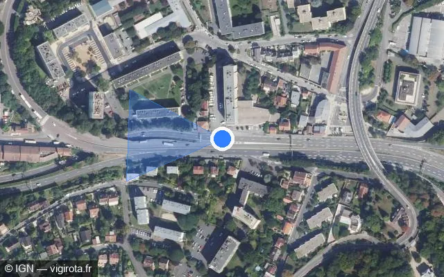 Vue satellite de l'emplacement du radar fixe à Le Pecq sur N 13
