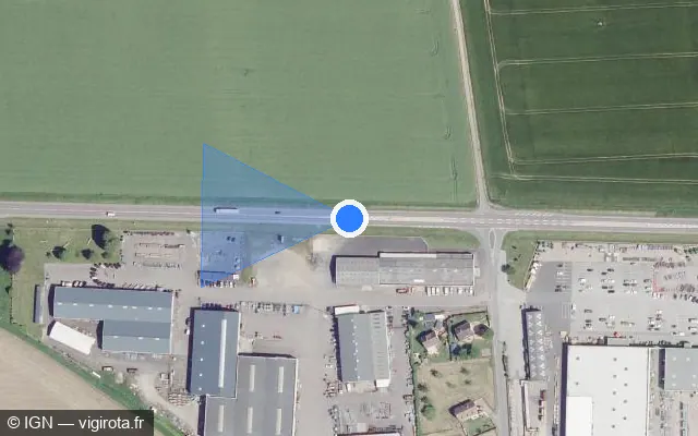 Vue satellite de l'emplacement du radar fixe à Marolles sur Route de Paris / D 613