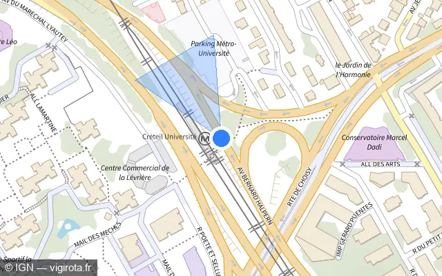 Vue plan de l'emplacement du radar fixe à Créteil sur D 1 / Avenue Bernard Halpern