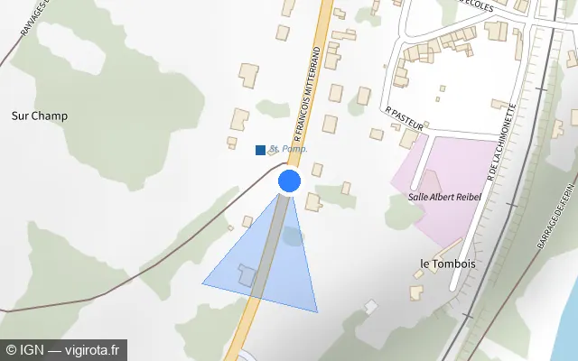 Vue plan de l'emplacement du radar fixe à Fépin sur Rue François Mitterrand / D 8051