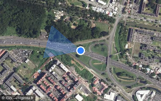 Vue satellite de l'emplacement du radar tourelle à Pointe-à-Pitre sur N 1 / Rocade de Pointe-à-Pitre