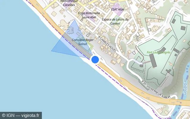Vue plan de l'emplacement du radar tourelle à Basse-Terre sur Boulevard Gerty Archimède / N 1