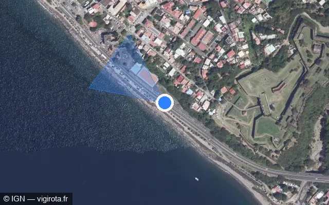 Vue satellite de l'emplacement du radar tourelle à Basse-Terre sur Boulevard Gerty Archimède / N 1