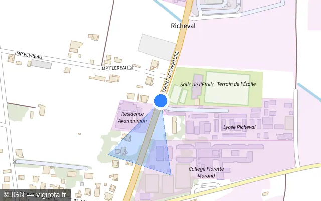 Vue plan de l'emplacement du radar tourelle à Morne-à-l'Eau sur Boulevard Toussaint Louverture / N 6