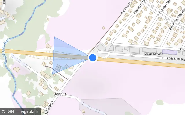Vue plan de l'emplacement du radar tourelle à Baie-Mahault sur N 2