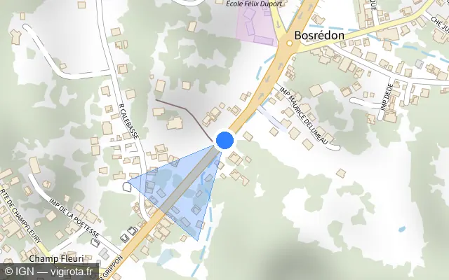 Vue plan de l'emplacement du radar tourelle à Morne-à-l'Eau sur Route Mondésir Grippon / N 5