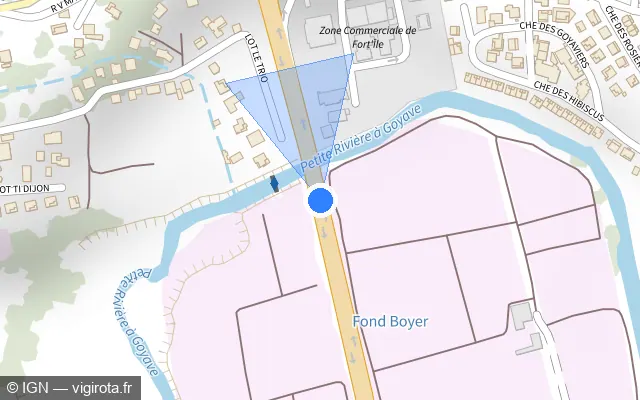 Vue plan de l'emplacement du radar tourelle à Goyave sur N 1