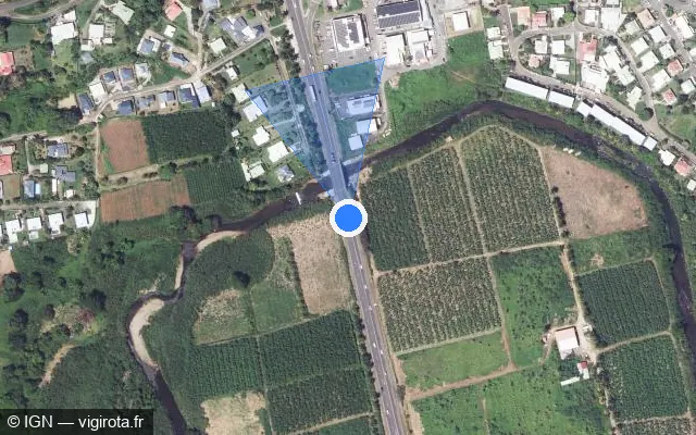 Vue satellite de l'emplacement du radar tourelle à Goyave sur N 1