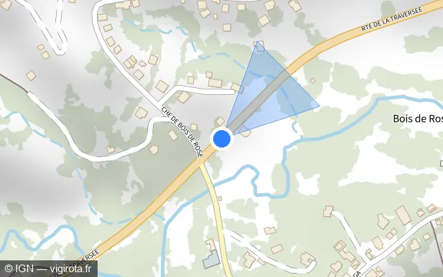 Vue plan de l'emplacement du radar tourelle à Petit-Bourg sur Route de la Traversée / D 23