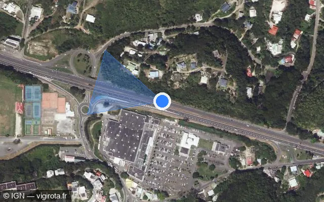 Vue satellite de l'emplacement du radar tourelle à Pointe-à-Pitre sur N 4