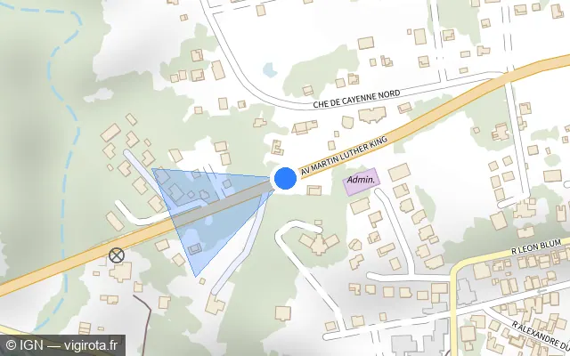 Vue plan de l'emplacement du radar tourelle à Saint-François sur Avenue Martin Luther King / D 118