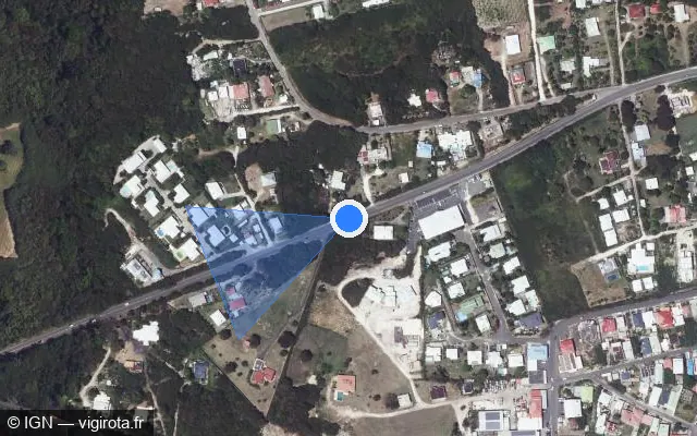 Vue satellite de l'emplacement du radar tourelle à Saint-François sur Avenue Martin Luther King / D 118