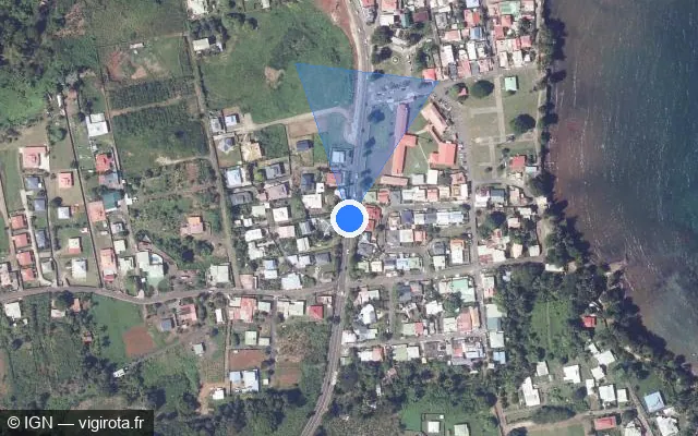 Vue satellite de l'emplacement du radar tourelle à Goyave sur Route Nationale 1 / N 1