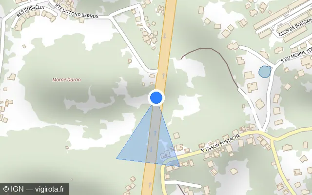 Vue plan de l'emplacement du radar tourelle à Pointe-à-Pitre sur N 4 / Rocade de Pointe-à-Pitre