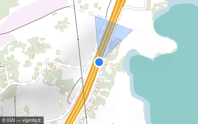 Vue plan de l'emplacement du radar tourelle à Baie-Mahault sur N 1